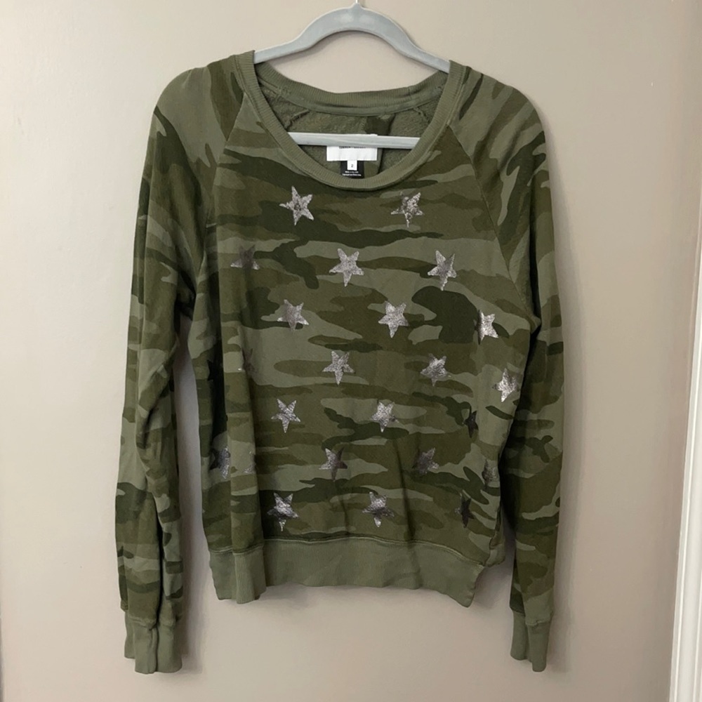 Current/Elliot Camo Foil Star Open Back Sweatshirt